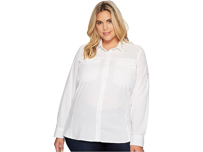 (取寄) コロンビア プラス サイズ シルバー リッジ ライト ロング スリーブ シャツ Columbia Plus Size Silver Ridge Lite Long Sleeve Shirt White