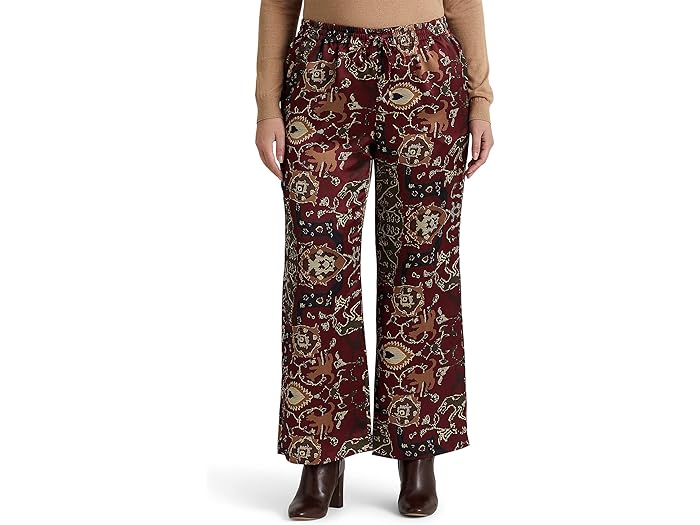 (取寄) ローレン ラルフローレン プラス サイズ プリント シャルムーズ ワイド-レッグ パンツ LAUREN Ralph Lauren Plus Size Print Charmeuse Wide-Leg Pants Red Multi