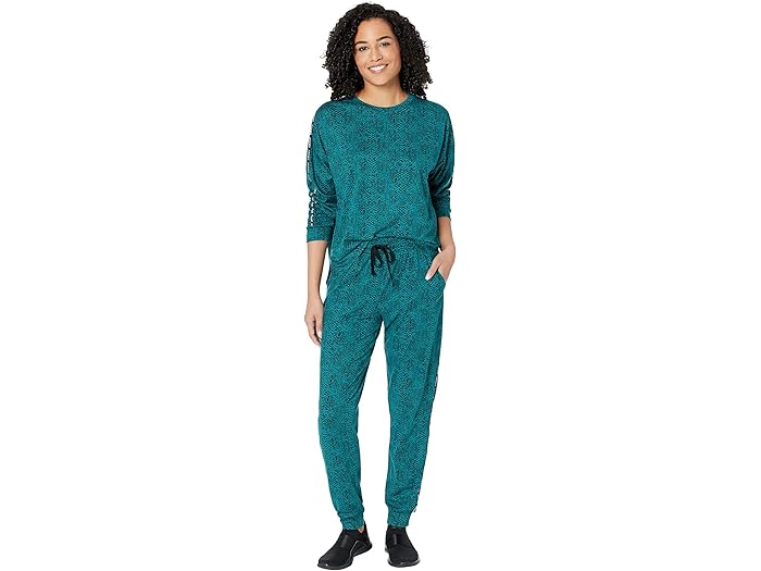 (取寄) ダナキャランニューヨーク ロング スリーブ トップ アンド ジョガーズ セット DKNY Long Sleeve Top and Joggers Set Teal Snake