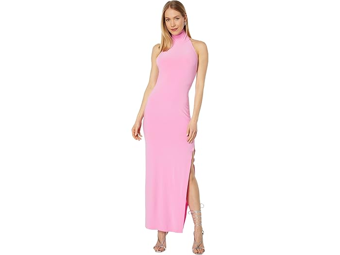 (取寄) ノーマ カマリ ホルター タートル サイド スリット ガウン Norma Kamali Halter Turtle Side Slit Gown Candy Pink