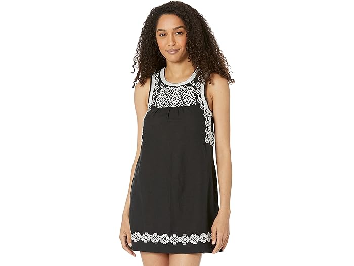 (取寄) ラッキーブランド エンブロイダー スリーブレス ドレス Lucky Brand Embroidered Sleeveless Dress Jet Black