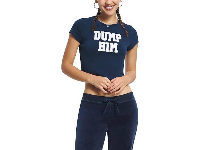 (取寄) ジューシークチュール ダンプ ヒム グラフィック ベビー ティー Juicy Couture Dump Him Graphic Baby Tee Regal Blue