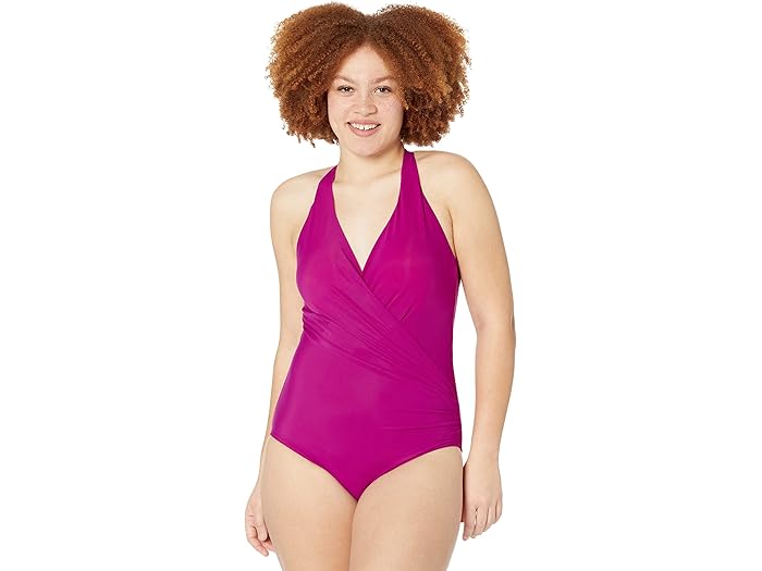 (取寄) ミラクルスーツ ロック ソリッド ラップソディ ワンピース Miraclesuit Rock Solid Wrapsody One-Piece Framboise