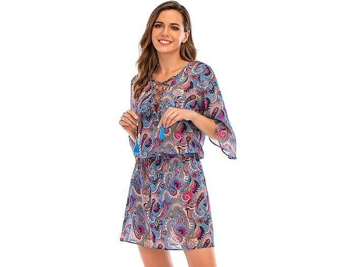 (取寄) ラッキーブランド プールサイド チャーム シフォン ドレス カバー-アップ Lucky Brand Poolside Charm Chiffon Dress Cover-Up Multi