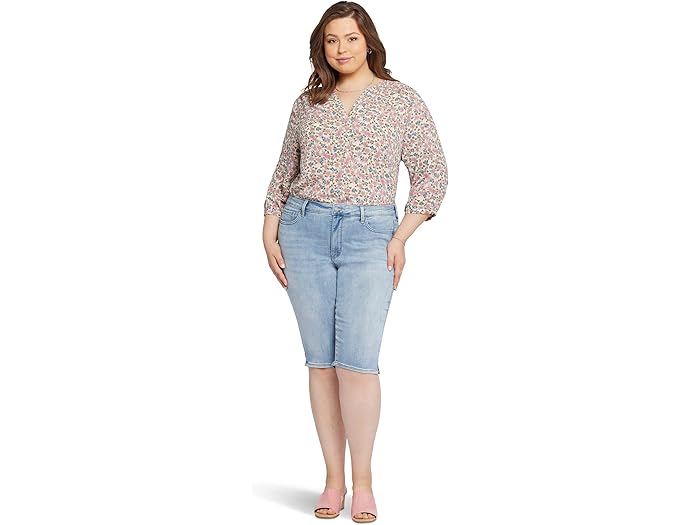 (取寄) エヌワイディージェイ プラス サイズ バイク カプリ リベッテド サイドシーム スリッツ イン アフターグロー NYDJ Plus Size Bike Capris Riveted Sideseam Slits in Afterglow Afterglow