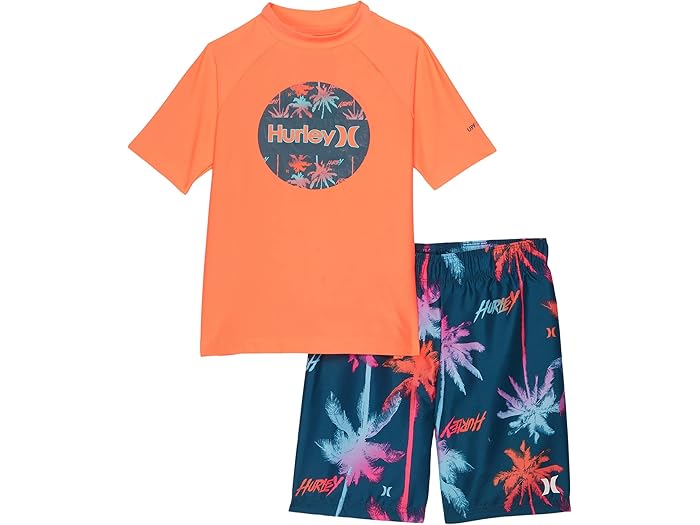(取寄) ハーレー キッズ Upf 50+ T-シャツ アンド スイム トランクス ツーピース セット (リトル キッズ) Hurley Kids UPF 50+ T-Shirt & Swim Trunks Two-Piece Set (Little Kids) Blue Force