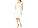 (取寄) カルバンクライン フラッター スリーブ スクエア ネック シィース Calvin Klein Flutter Sleeve Square Neck Sheath Cream(4)