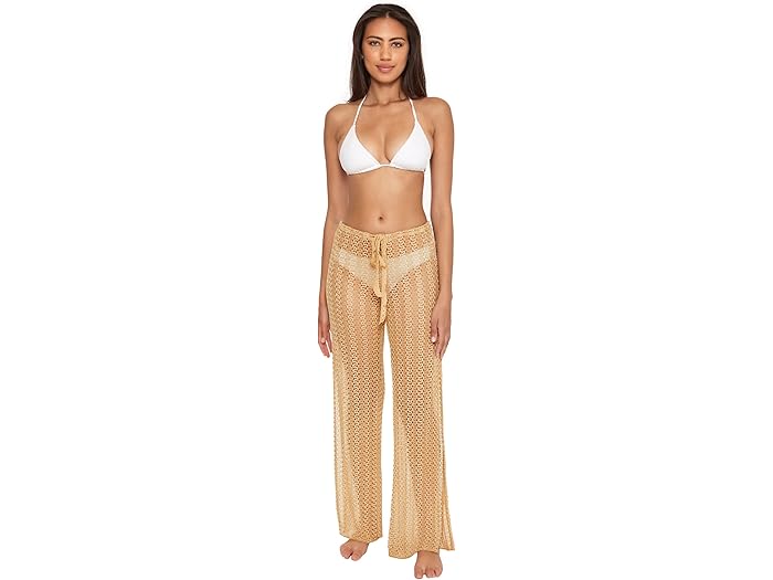 (取寄) ベッカ ゴールデン メタリック クローシェ パンツ カバー-アップ BECCA Golden Metallic Crochet Pants Cover-Up Gold