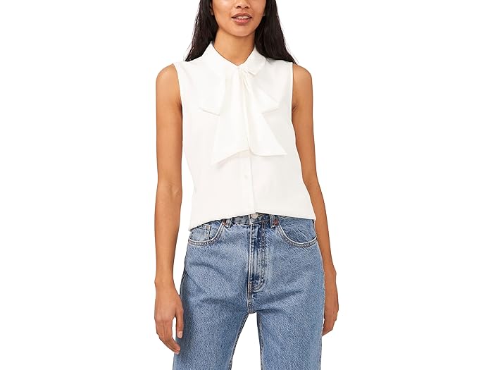 (取寄) シーシー スリーブレス ボウ ブラウザ CeCe Sleeveless Bow Blouse New Ivory