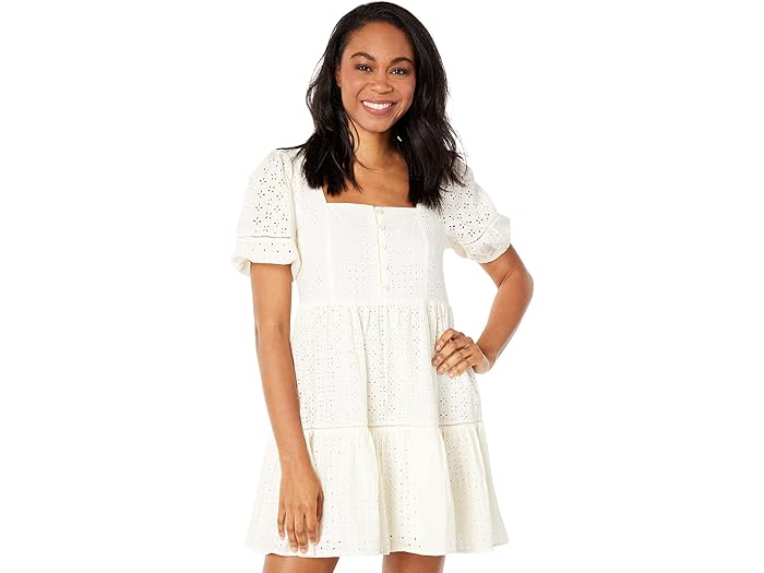 (取寄) メイドウェル アイレット-ミックス ティアード ミニ ドレス Madewell Eyelet-Mix Tiered Mini Dress Lighthouse