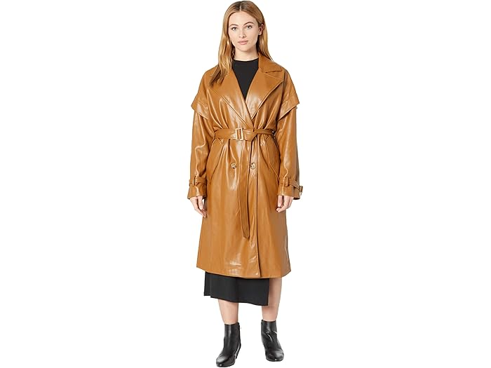 (取寄) アパリス ナタリア ビーガン レザー トレンチ コート APPARIS Natalia Vegan Leather Trench Coat Camel