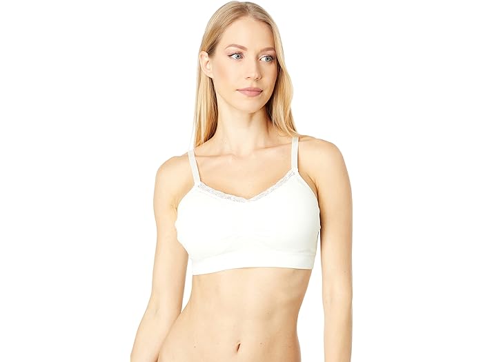 (取寄) ジョイ ブラ フル サイズ シームレス V-ネック ウィズ レース トリム Joy Bra Full Size Seamless V-Neck with Lace Trim Ivory