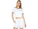 (取寄) フィラ ぺルラ ショート スリーブ クロップ トップ Fila Perla Short Sleeve Crop Top White/Peacoat(4)