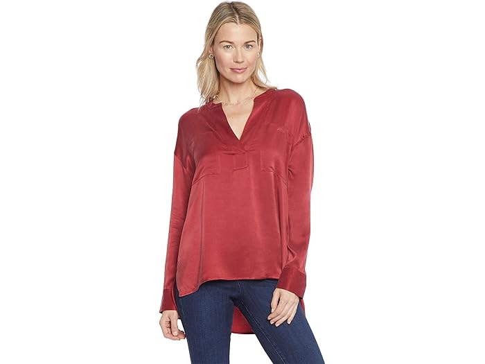 (取寄) エヌワイディージェイ ウーブン ヘンリー トップ NYDJ Woven Henley Top Boysenberry