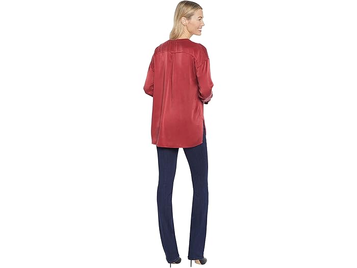 (取寄) エヌワイディージェイ ウーブン ヘンリー トップ NYDJ Woven Henley Top Boysenberry