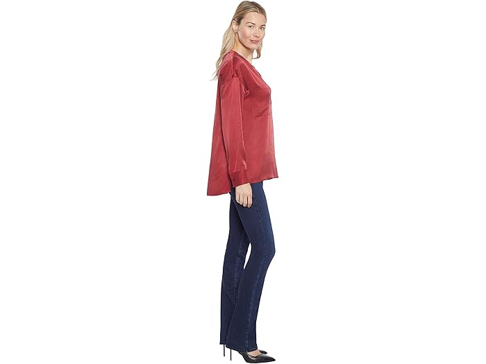 (取寄) エヌワイディージェイ ウーブン ヘンリー トップ NYDJ Woven Henley Top Boysenberry