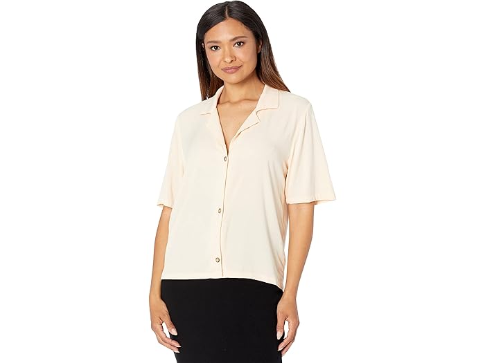 (取寄) モッドオードック ソフト ウーブン ストレッチ ビスコース 1/2 スリーブ ボタンアップ トップ Mod-o-doc Soft Woven Stretch Viscose 1/2 Sleeve Button-Up Top Kasha