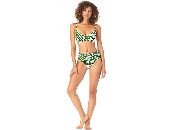 (取寄) アン コール V ワイヤー エロンゲート アンダーワイヤー トップ Anne Cole V Wire Elongated Underwire Top Green White