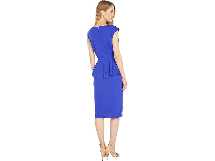 (取寄) MARINA ストレッチ クレープ ペプラム ドレス MARINA Stretch Crepe Peplum Dress Royal