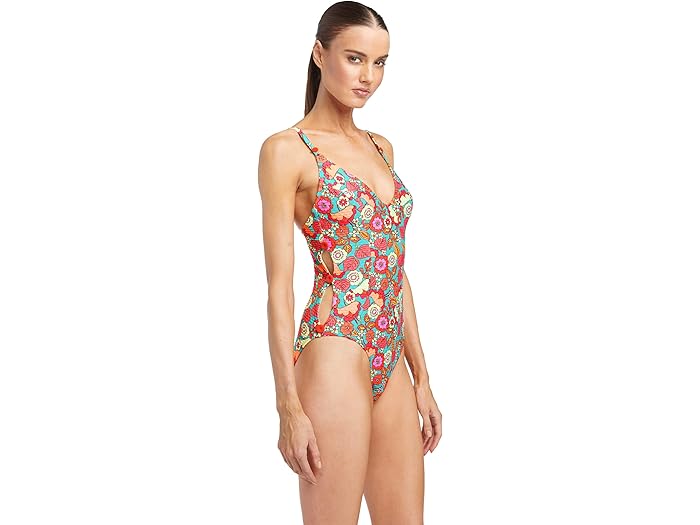 (取寄) ロビン ピッコーネ ビビ サイド カットアウト ワンピース Robin Piccone Bibi Side Cutout One-Piece Iceberg Multi