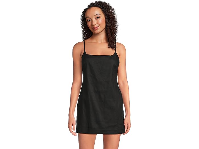 (���) �������� �ͥå� �������� ����ѡ� �ӥ������� ��ͥ� Square Neck Skort Romper - Viscose Linen Jet B...