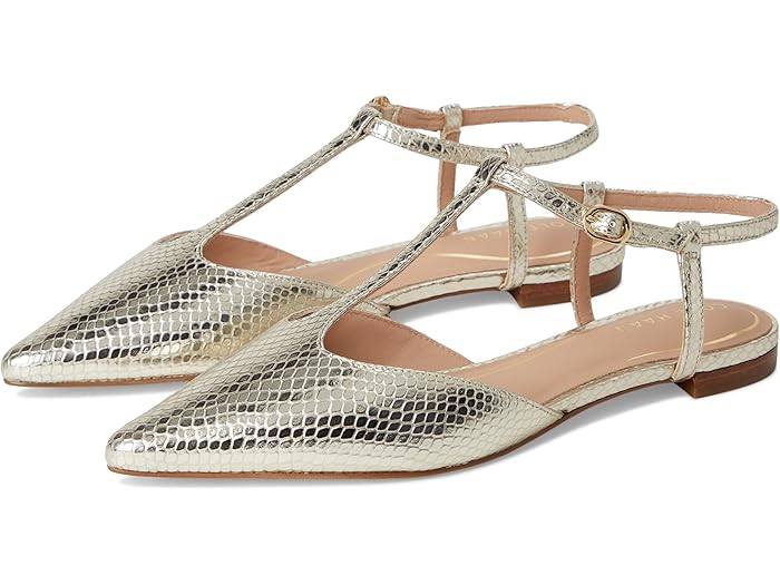 (取寄) Marlah T ストラップ バレエ フラッツ Marlah T-Strap Ballet Flats Gold Snake Print Leather