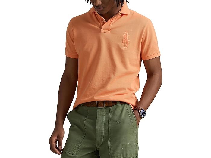 (取寄) カスタム スリム フィット ビッグ ポニー メッシュ ポロ シャツ Custom Slim Fit Big Pony Mesh Polo Shirt Classic Peach