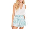 (取寄) ベラダール ベルテッド ハイウエスト ショーツ bella dahl Belted High-Waisted Shorts Aqua Brushed Print