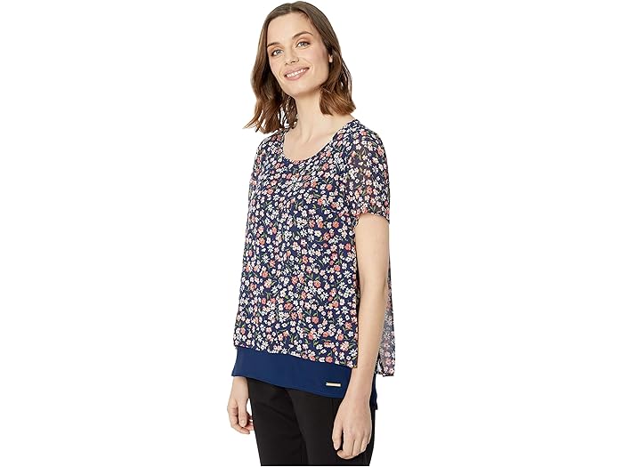 (取寄) マイケルコース ガーデン パッチ ショート スリーブ トップ MICHAEL Michael Kors Garden Patch Short Sleeve Top Coral Peach