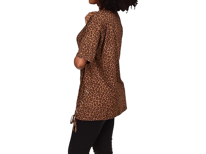 (取寄) マイケルコース チーター レースアップ チュニック MICHAEL Michael Kors Cheetah Lace-Up Tunic Chocolate