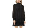 (取寄) シーシー ロング スリーブ ヨウリュウ ラッフルド ドレス CeCe Long Sleeve Yoryu Ruffled Dress Rich Black(4)