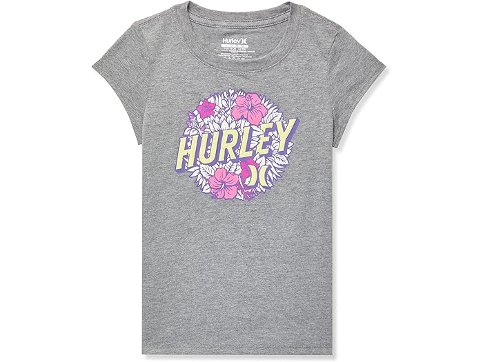 (取寄) ハーレー キッズ フローラル サークル ティー (リトル キッズ) Hurley Kids Floral Circle Tee (Little Kids) Carbon Heather