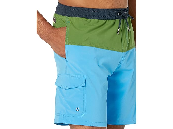 (取寄) コルマー 45 cm スリー-カラー ストレッチ クイック ドライ スイム トランクス COLMAR 45 cm Three-Color Stretch Quick Dry Swim Trunks River/Grass/Navy
