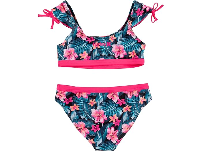 (取寄) ハーレー キッズ Upf 50+ クロップ トップ タンキニ スイムスーツ セット (ビッグ キッズ) Hurley Kids UPF 50+ Crop Top Tankini Swimsuit Set (Big Kids) Black