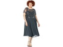 (取寄) エスケイプ プラス サイズ ミディ シフォン スカート ビーズ トップ XSCAPE Plus Size Midi Chiffon Skirt Bead Top Charcoal(4)