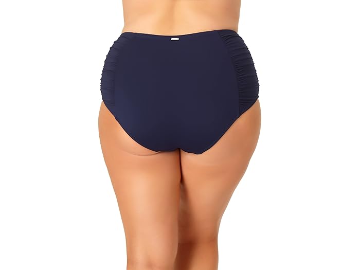 (取寄) アン コール プラス サイズ シャード ハイウェスト タミー コントロール ボトム Anne Cole Plus Size Shirred High-Waist Tummy Control Bottoms Navy