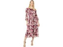 (取寄) アンクライン フローラル プリント エラスティック ウェスト ドレス Anne Klein Floral Print Elastic Waist Dress Elderberry Combo(4)