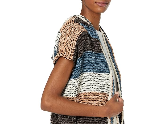 (取寄) ロックンロールカウガール ニット ストライプ ドロップ ショルダー カーディガン Rock and Roll Cowgirl Knitted Stripe Drop Shoulder Cardigan 46-2357 Coffee