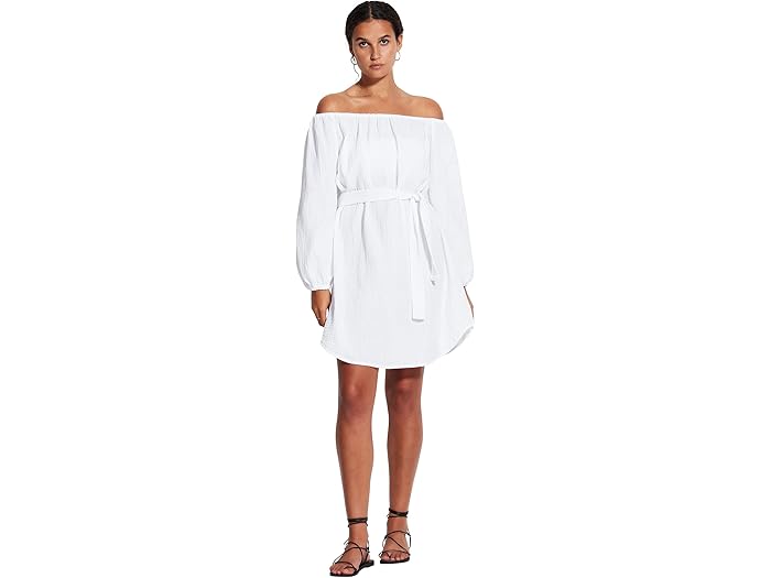 (取寄) シーフォリー ダブル クロス サマー カバー-アップ Seafolly Double Cloth Summer Cover-Up White