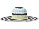 (取寄) バッジェリーミシュカ ストライプド クローシェ フロッピー ハット Badgley Mischka Striped Crochet Floppy Hat Aqua Combo