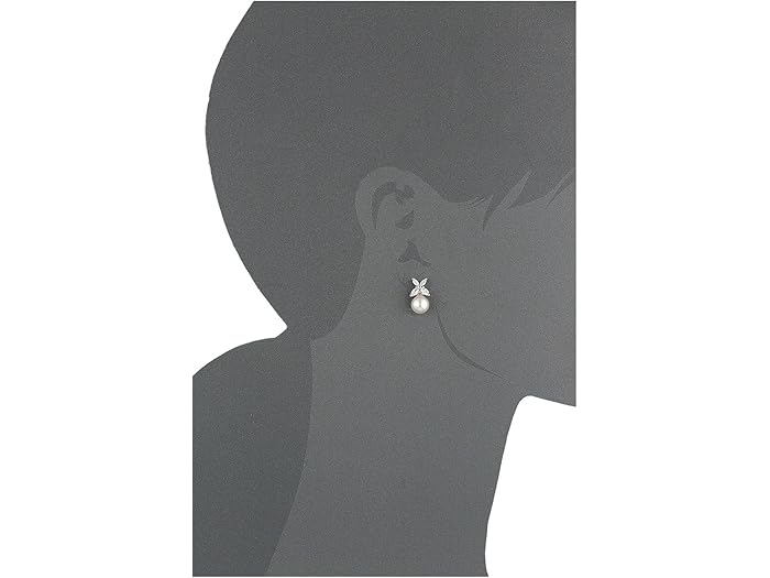 (���) Majorica 8mm �ѡ��� w CZ �ե� �����󥰥� Majorica 8mm Pearl w/ CZ Flower Earrings White