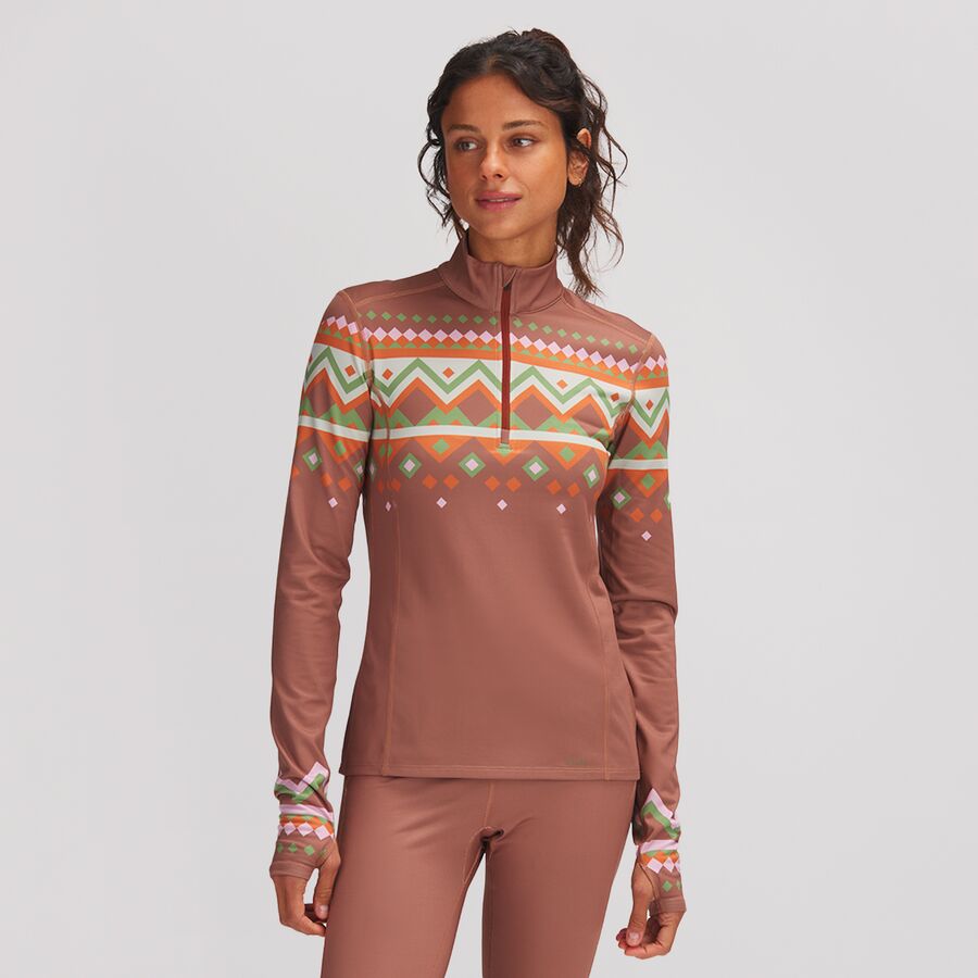 () ȥå ǥ 饤ȥ ݡ꡼ 1/4-å ١쥤䡼 ȥå -  Stoic women Lightweight Poly 1/4-Zip Baselayer Top - Women's Rust Fair Isle