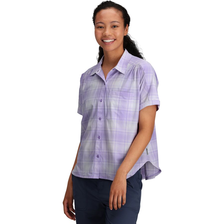 () AEghA T[` fB[X AXg} V[gX[u T Vc - EBY Outdoor Research women Astroman Short-Sleeve Sun Shirt - Women's Lavender Plaid