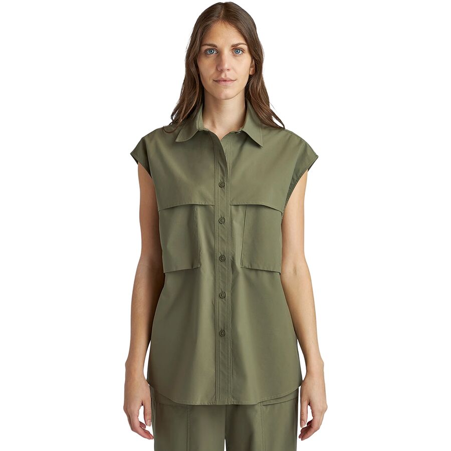 () eB[ fB[X X[uX V[h Vc - EBY Tilley women Sleeveless Shield Shirt - Women's Khaki Green