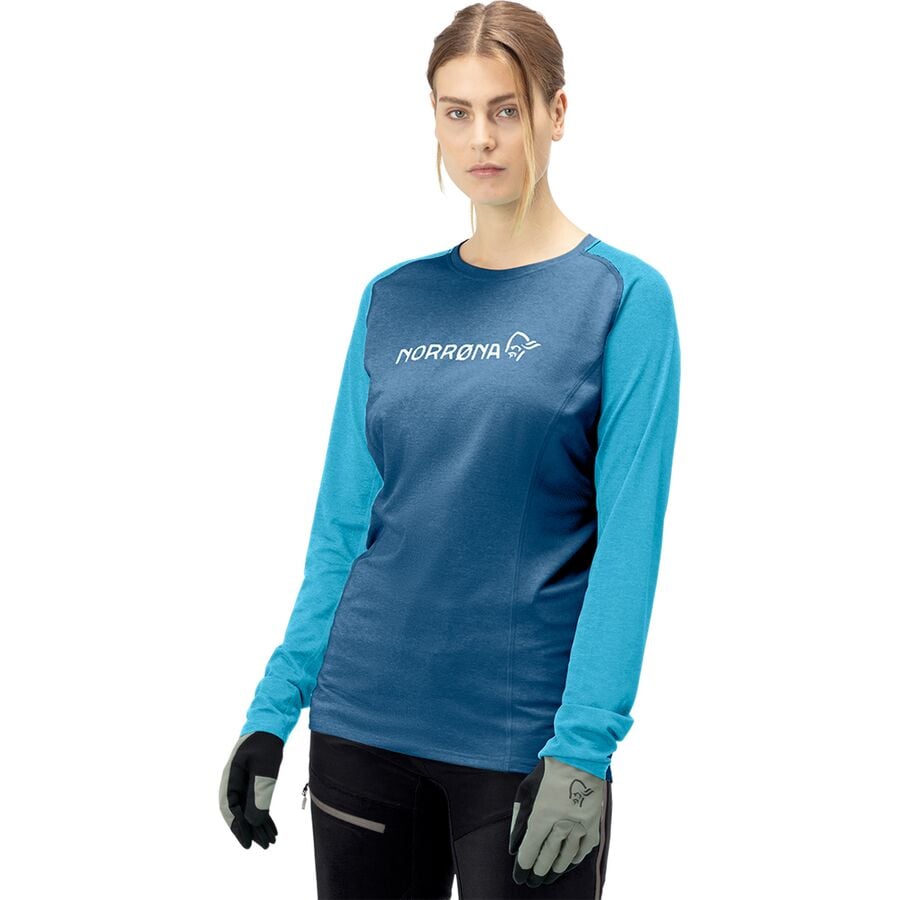 () Υ ǥ ե 饤 饤ȥ - 㡼 -  Norrona women Fjora Equaliser Lightweight Long-Sleeve Jersey - Women's Mykonos Blue/Aquarius