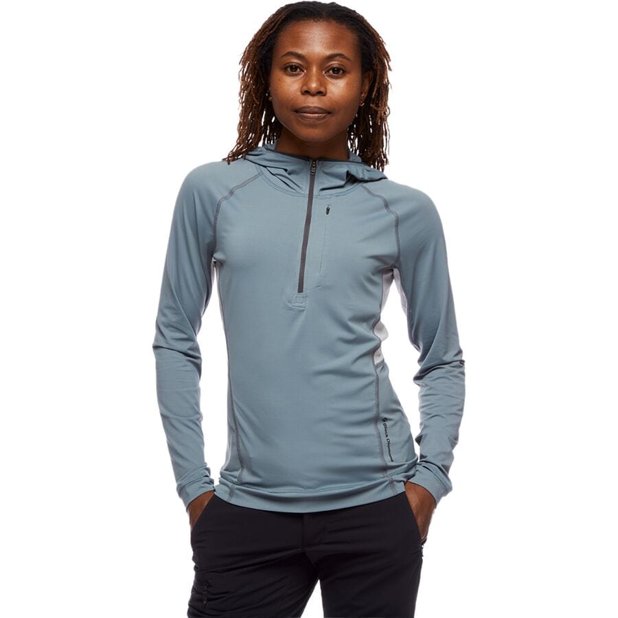 (取寄) ブラックダイヤモンド レディース アルペングロー プロ フーデット トップ - ウィメンズ Black Diamond women Alpenglow Pro Hooded Top - Women's Storm Blue