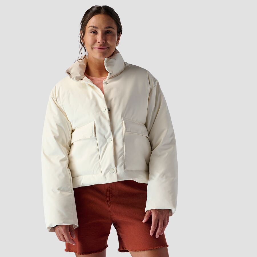 () ȥå ǥ åץ ܥ ʥå ե ѥե -  Stoic women Cropped Boxy Snap Front Puffer - Women's Eggshell