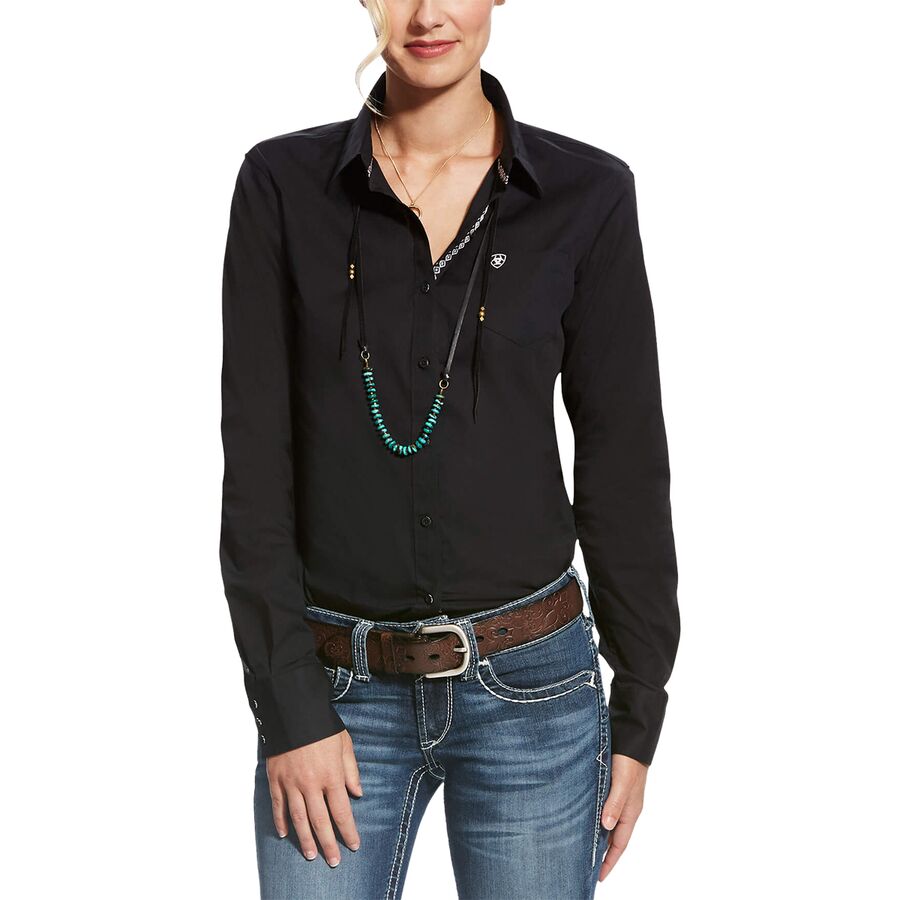 (取寄) アリアット レディース リンクル レジスト カービー ストレッチ シャツ - ウィメンズ Ariat women Wrinkle Resist Kirby Stretch Shirt - Women's Black