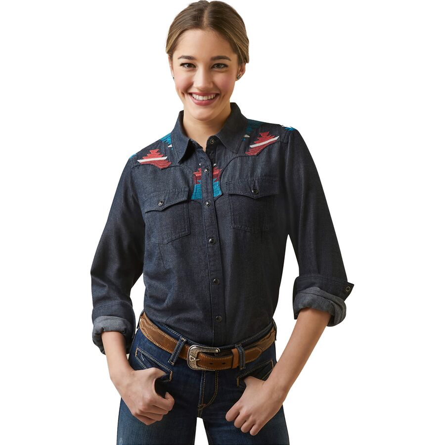 () AAbg fB[X _bg Vc - EBY Ariat women Dutton Shirt - Women's Rinsed