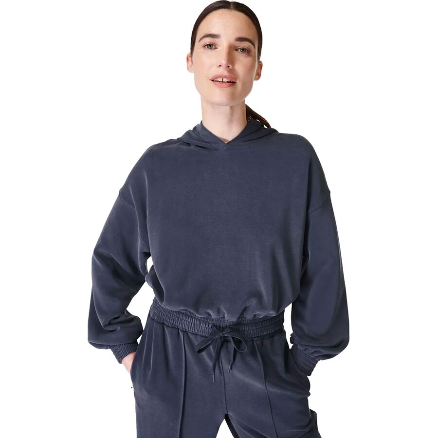 () XEFbeB xeB fB[X Th EHbV NEh EFCg Nbv p[J[ Sweaty Betty women Sand Wash Cloud Weight Crop Hoodie - Women's Navy Blue